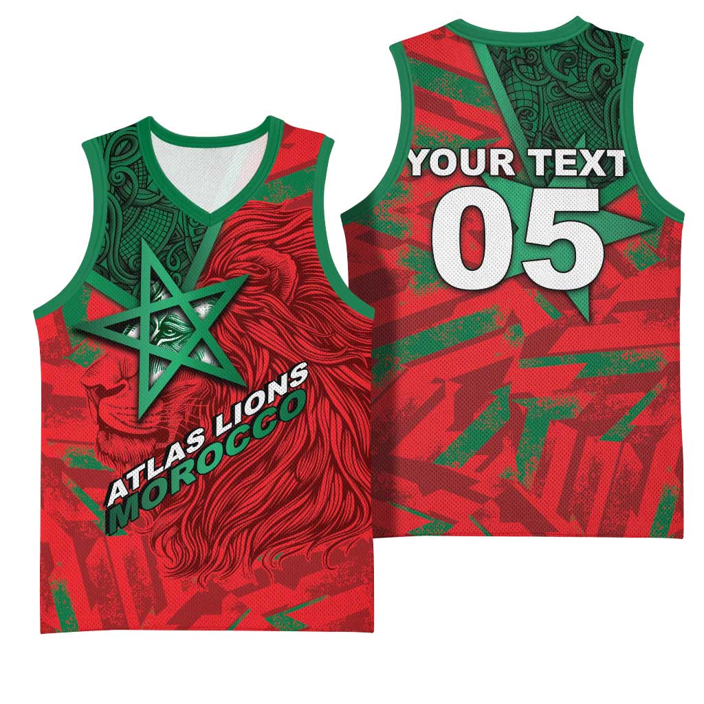 Custom Morocco Football Basketball Jersey Pentagram Red Lion African