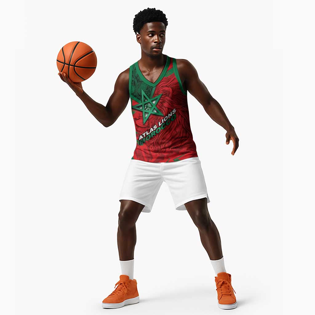 Custom Morocco Football Basketball Jersey Pentagram Red Lion African