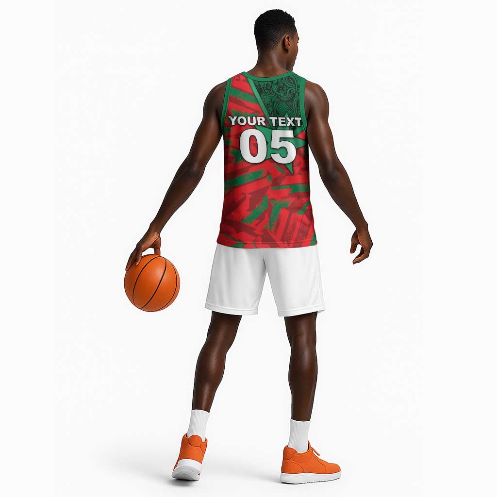 Custom Morocco Football Basketball Jersey Pentagram Red Lion African