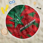 Morocco Football Beach Blanket Pentagram Red Lion African