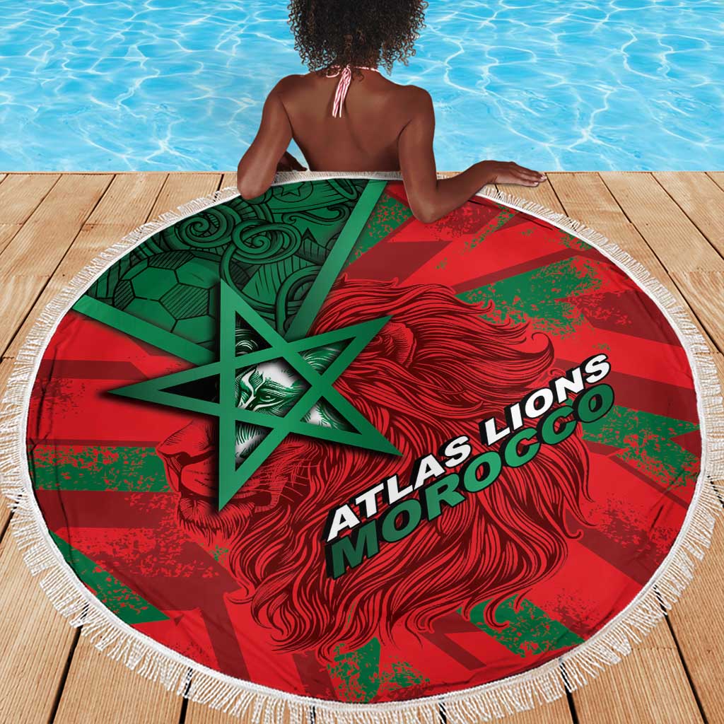 Morocco Football Beach Blanket Pentagram Red Lion African