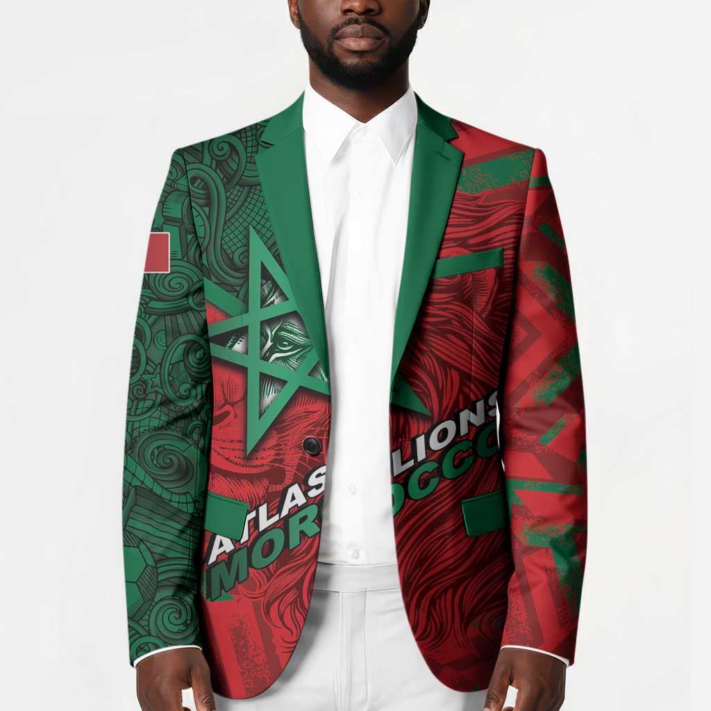 Custom Morocco Football Blazer Pentagram Red Lion African