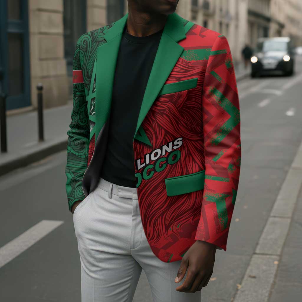 Custom Morocco Football Blazer Pentagram Red Lion African