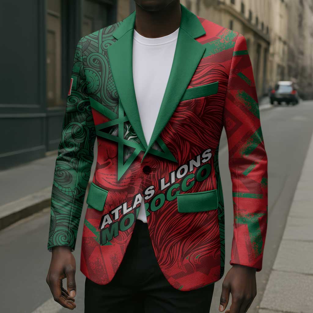 Custom Morocco Football Blazer Pentagram Red Lion African