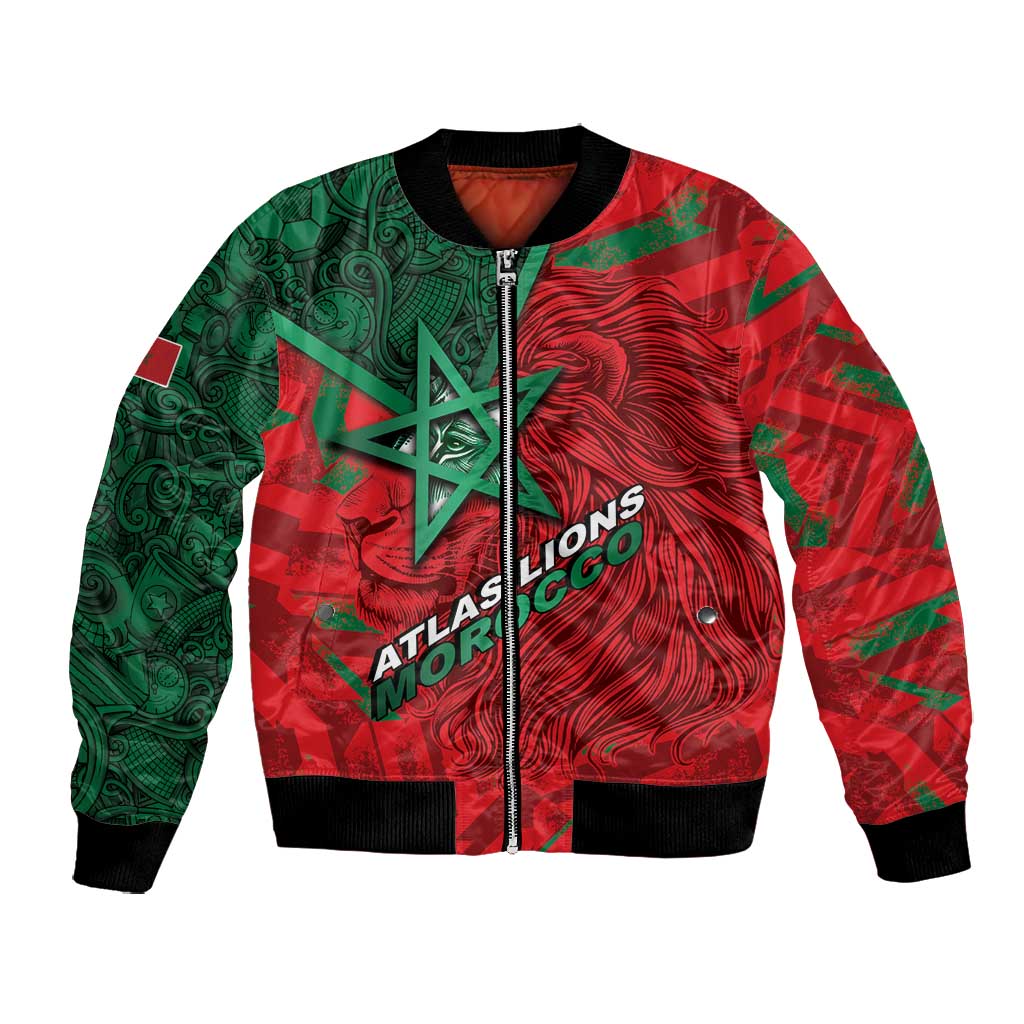 Custom Morocco Football Bomber Jacket Pentagram Red Lion African