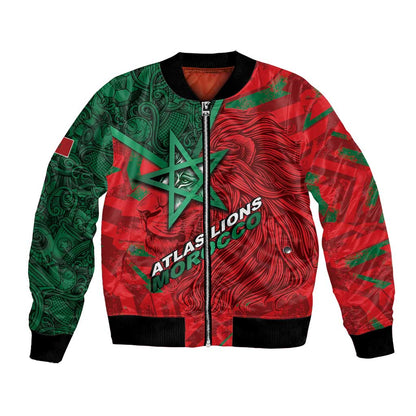 Custom Morocco Football Bomber Jacket Pentagram Red Lion African