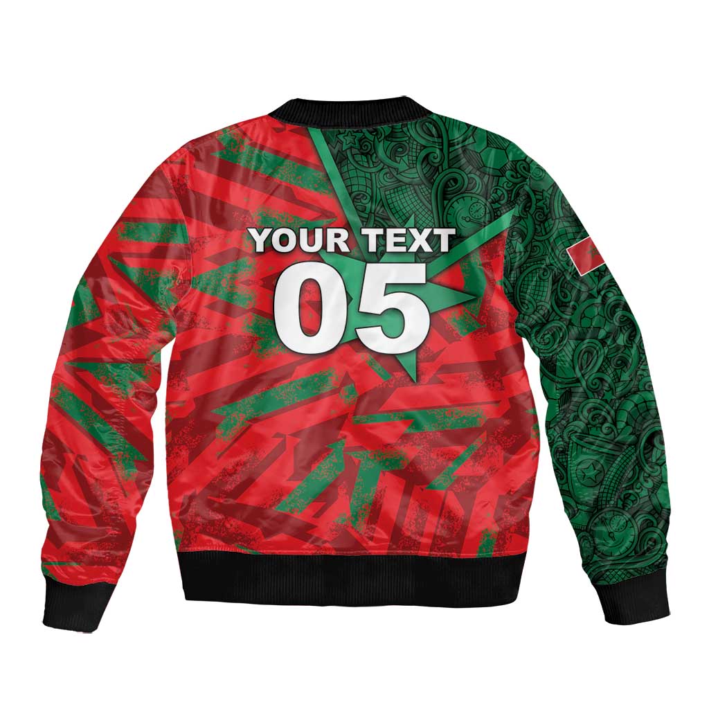 Custom Morocco Football Bomber Jacket Pentagram Red Lion African