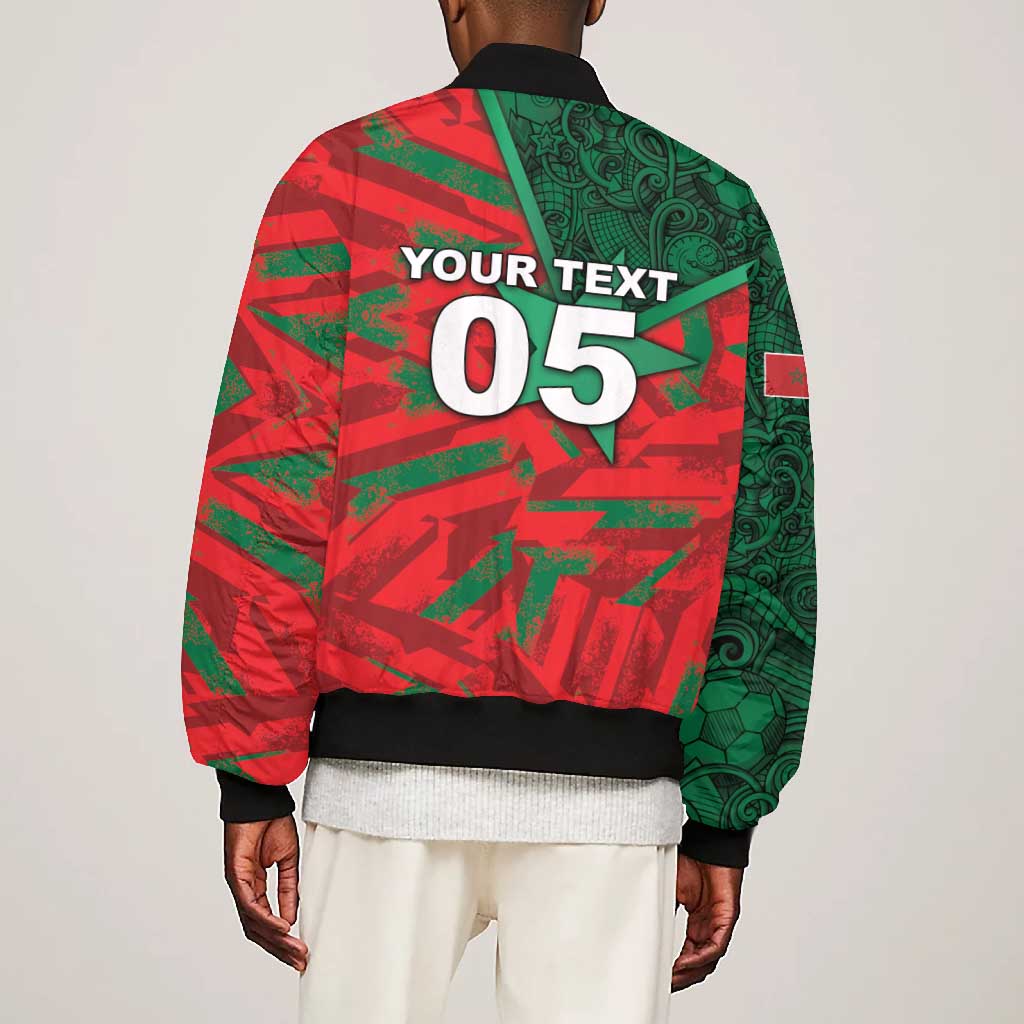 Custom Morocco Football Bomber Jacket Pentagram Red Lion African
