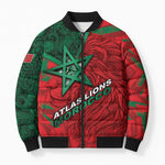 Custom Morocco Football Bomber Puffer Jacket Pentagram Red Lion African
