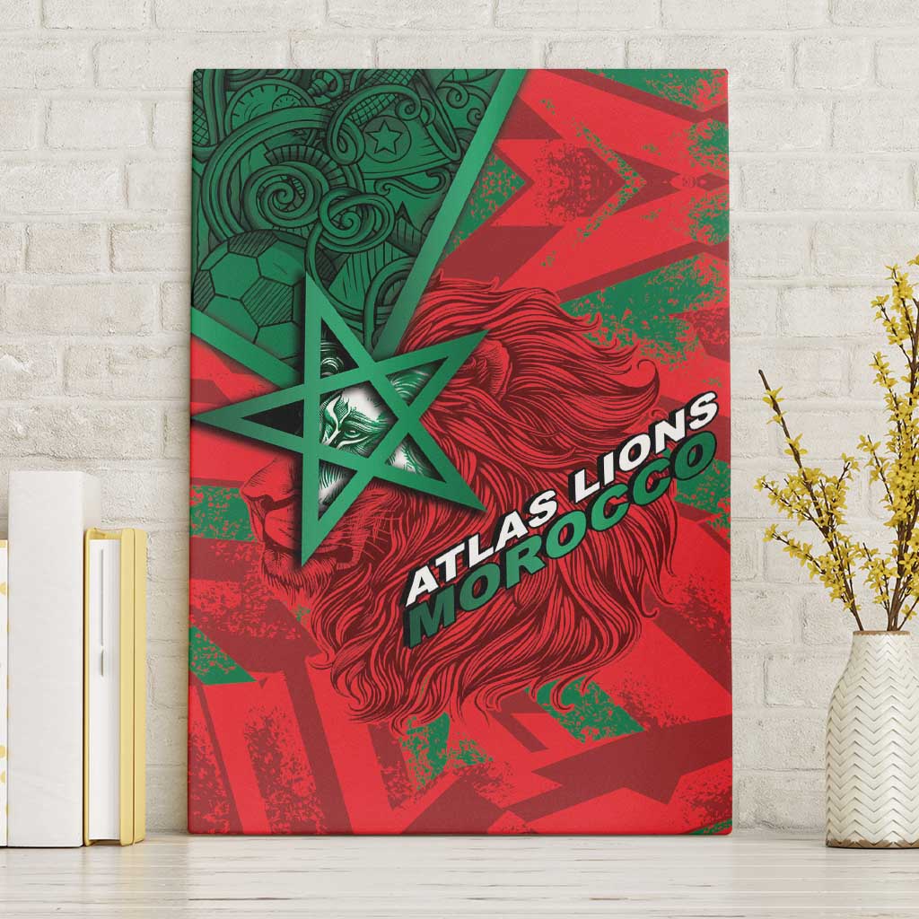 Morocco Football Canvas Wall Art Pentagram Red Lion African