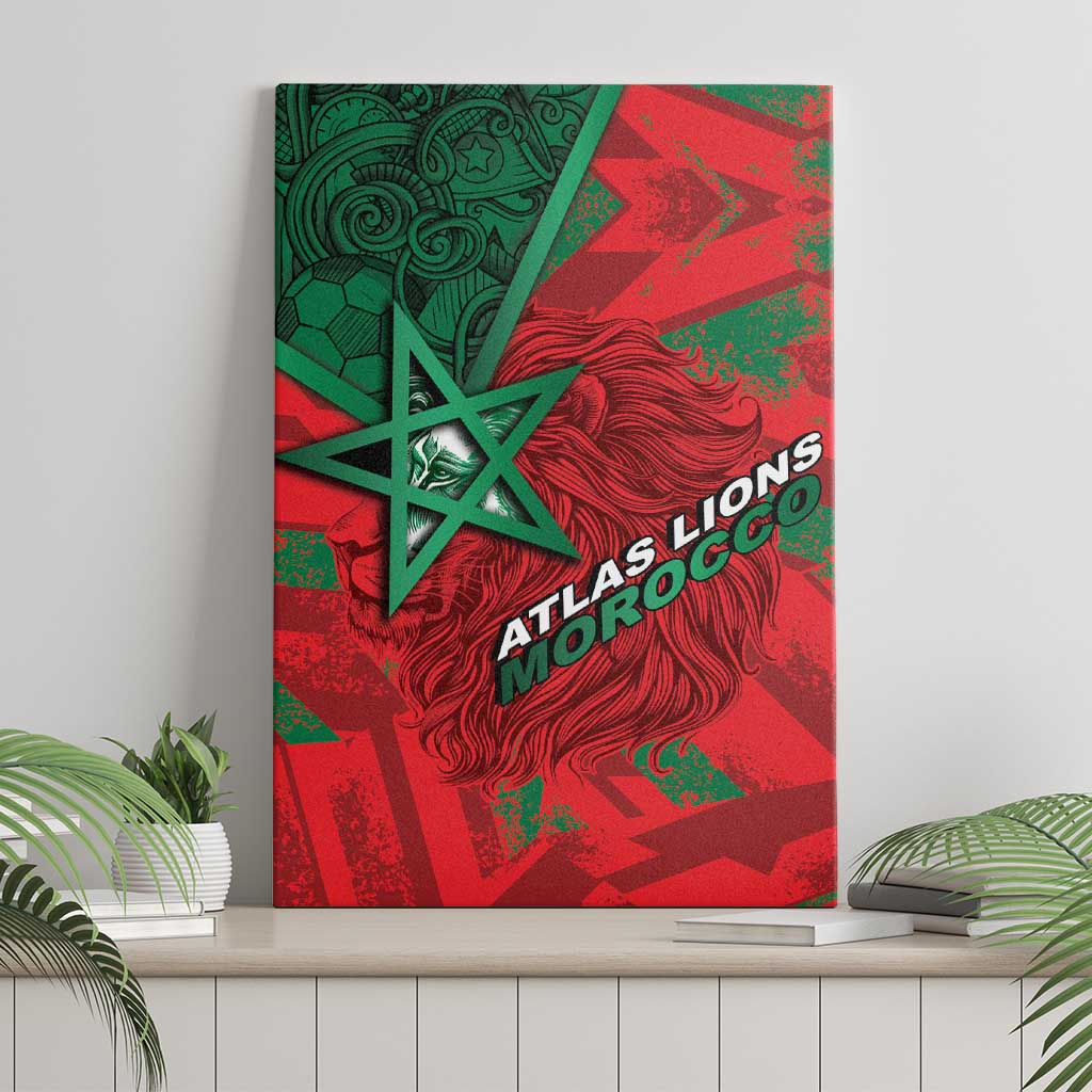 Morocco Football Canvas Wall Art Pentagram Red Lion African