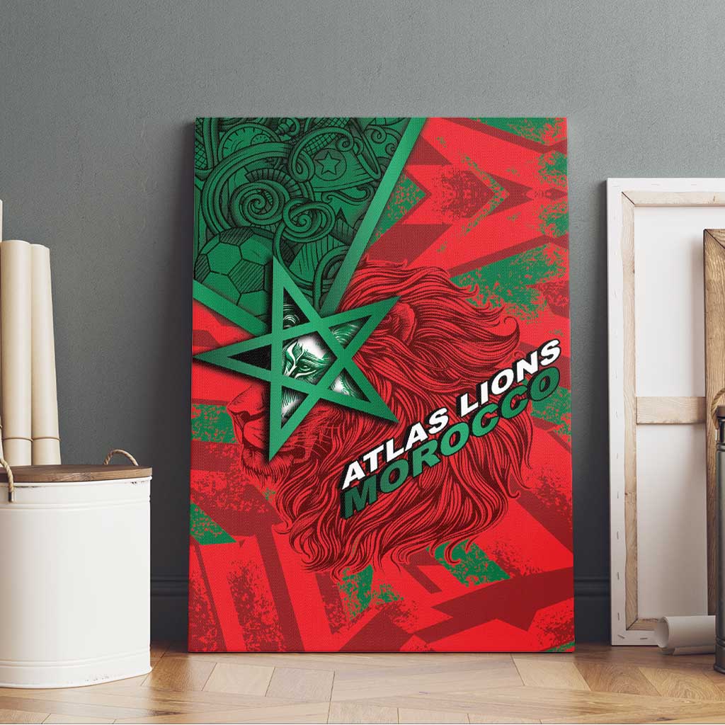 Morocco Football Canvas Wall Art Pentagram Red Lion African