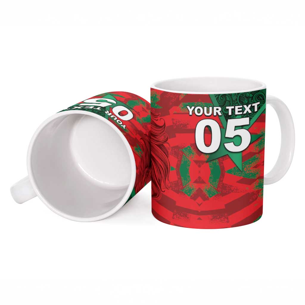 Custom Morocco Football Ceramic Mug Pentagram Red Lion African