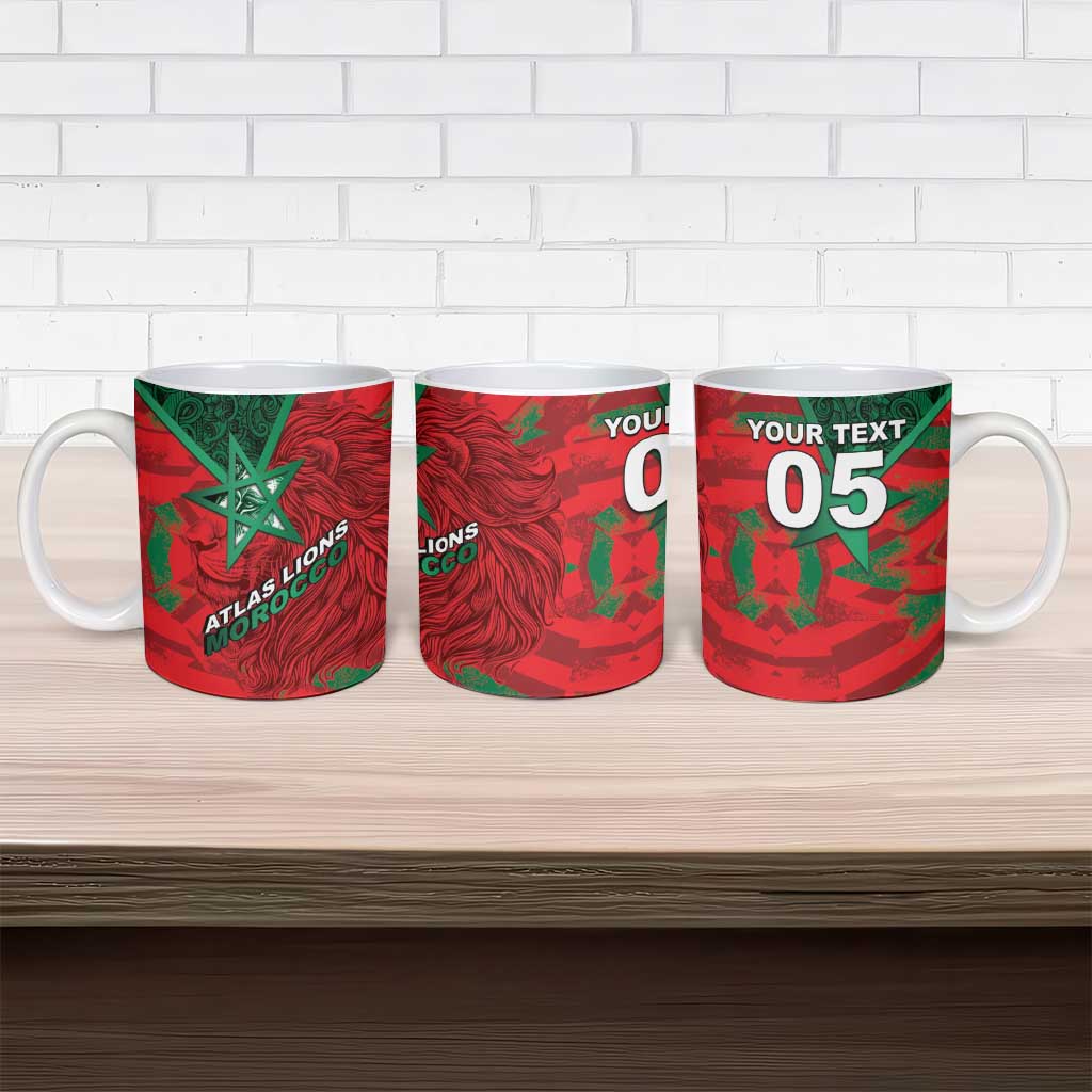 Custom Morocco Football Ceramic Mug Pentagram Red Lion African