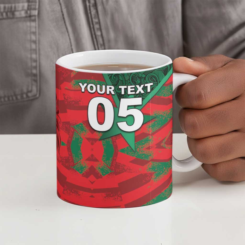 Custom Morocco Football Ceramic Mug Pentagram Red Lion African