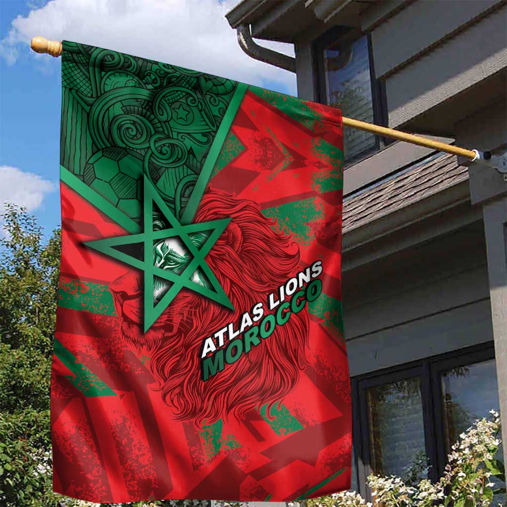 Morocco Football Garden Flag Pentagram Red Lion African