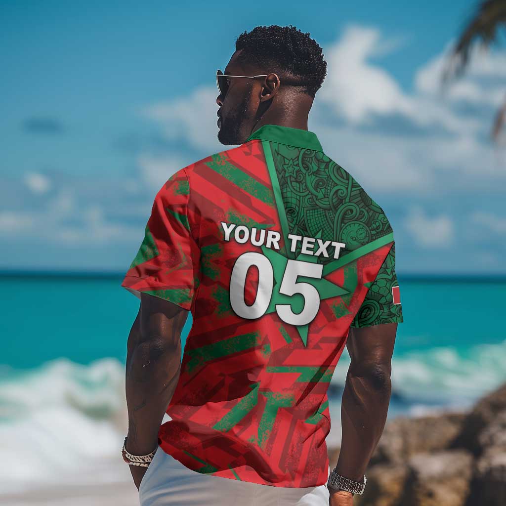 Custom Morocco Football Hawaiian Shirt Pentagram Red Lion African