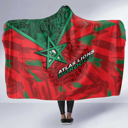Morocco Football Hooded Blanket Pentagram Red Lion African