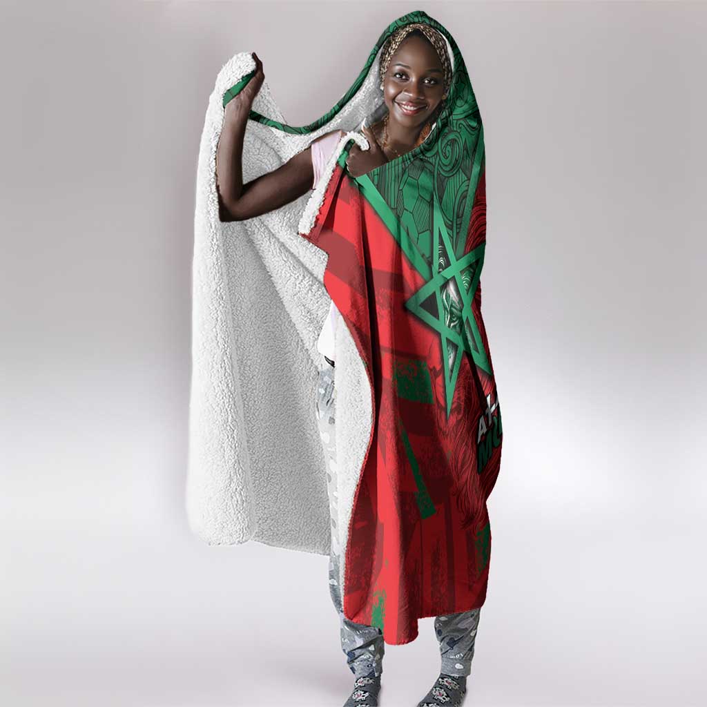 Morocco Football Hooded Blanket Pentagram Red Lion African