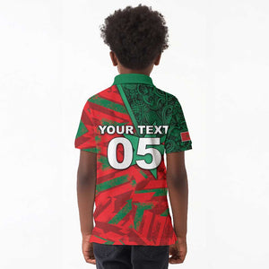 Custom Morocco Football Kid Polo Shirt Pentagram Red Lion African