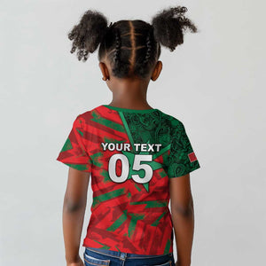 Custom Morocco Football Kid T shirt Pentagram Red Lion African