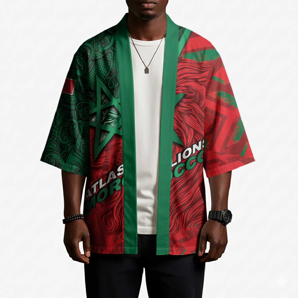 Custom Morocco Football Kimono Pentagram Red Lion African