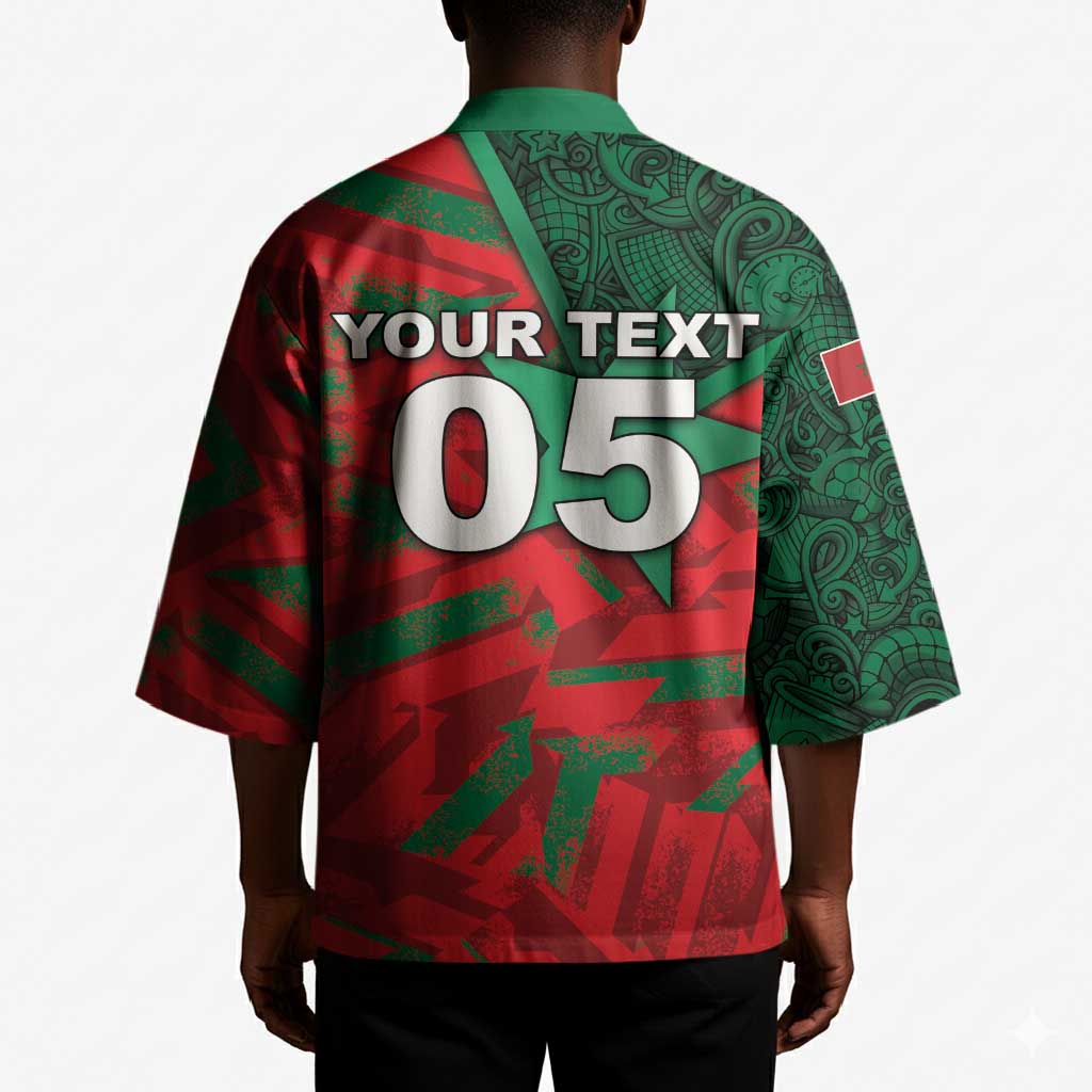 Custom Morocco Football Kimono Pentagram Red Lion African