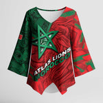 Custom Morocco Football Kimono Sleeve Blouse Pentagram Red Lion African