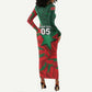 Custom Morocco Football Long Sleeve Bodycon Dress Pentagram Red Lion African