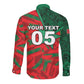 Custom Morocco Football Long Sleeve Button Shirt Pentagram Red Lion African