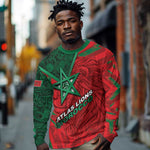 Custom Morocco Football Long Sleeve Shirt Pentagram Red Lion African