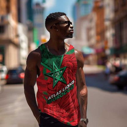 Custom Morocco Football Men Tank Top Pentagram Red Lion African