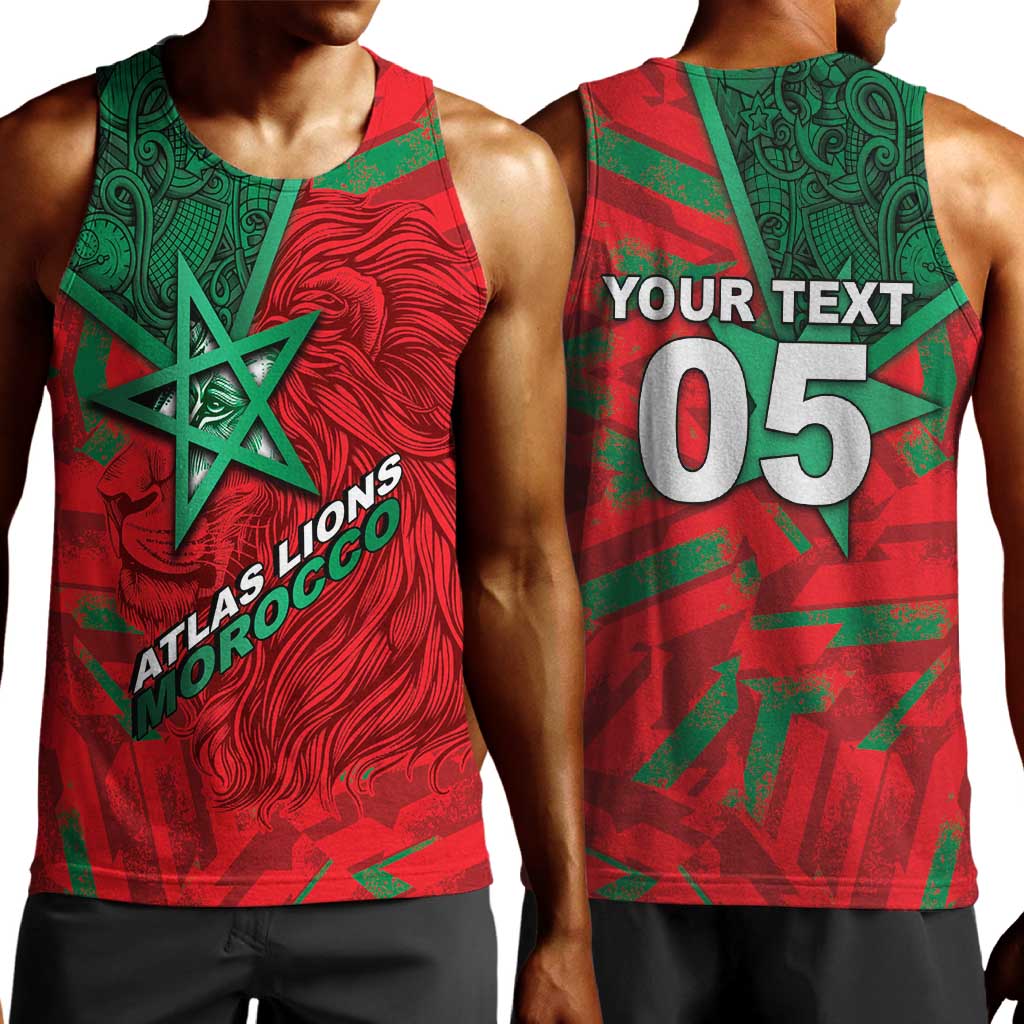 Custom Morocco Football Men Tank Top Pentagram Red Lion African