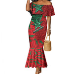 Custom Morocco Football Mermaid Dress Pentagram Red Lion African