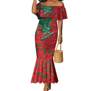 Custom Morocco Football Mermaid Dress Pentagram Red Lion African
