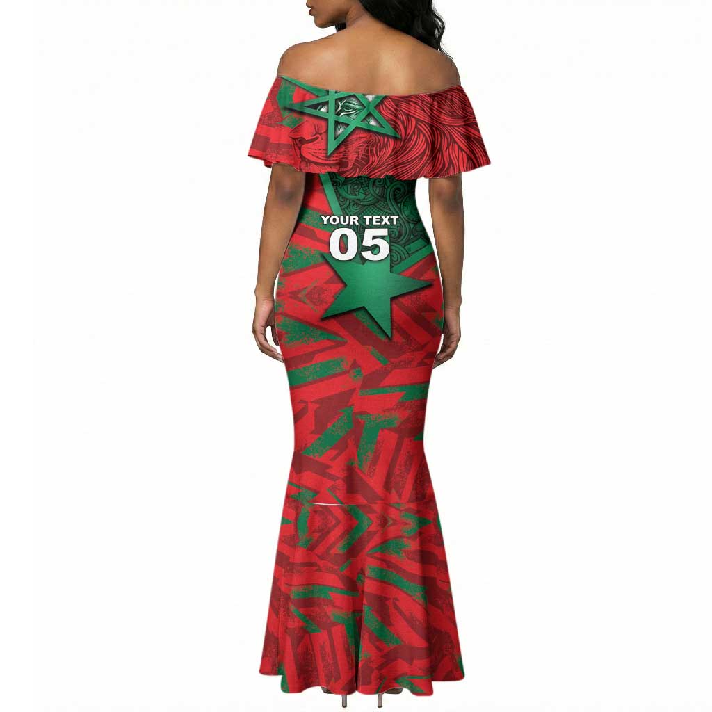 Custom Morocco Football Mermaid Dress Pentagram Red Lion African