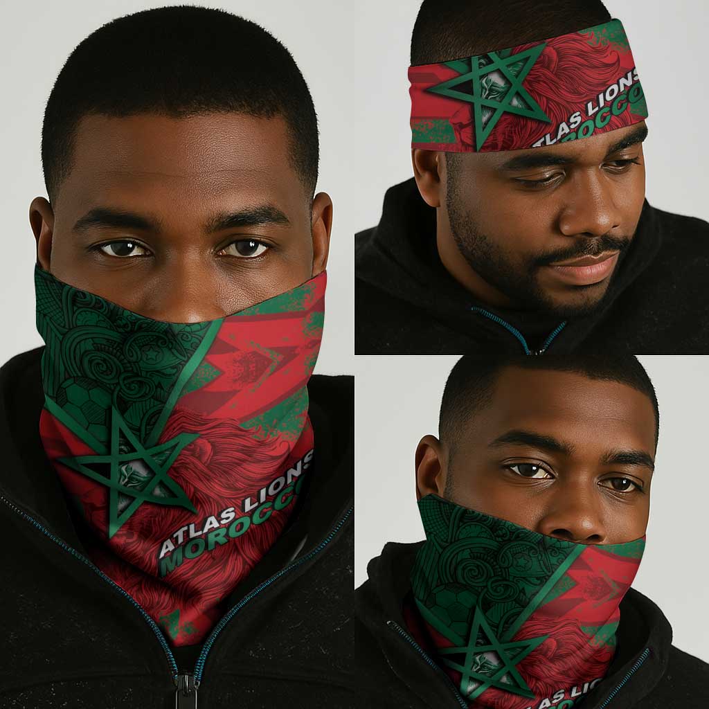 Morocco Football Neck Gaiter Pentagram Red Lion African
