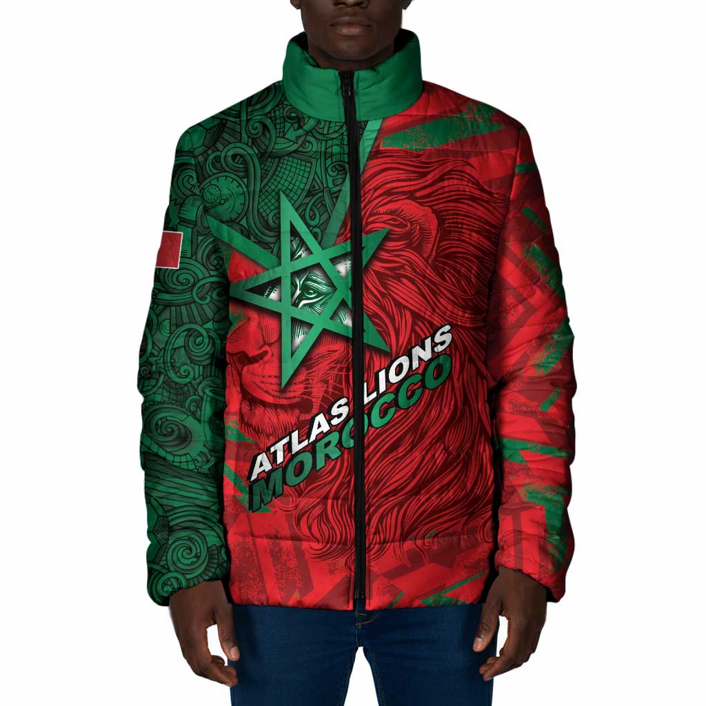 Custom Morocco Football Padded Jacket Pentagram Red Lion African