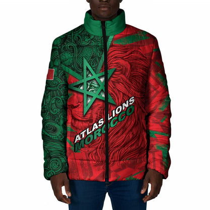 Custom Morocco Football Padded Jacket Pentagram Red Lion African