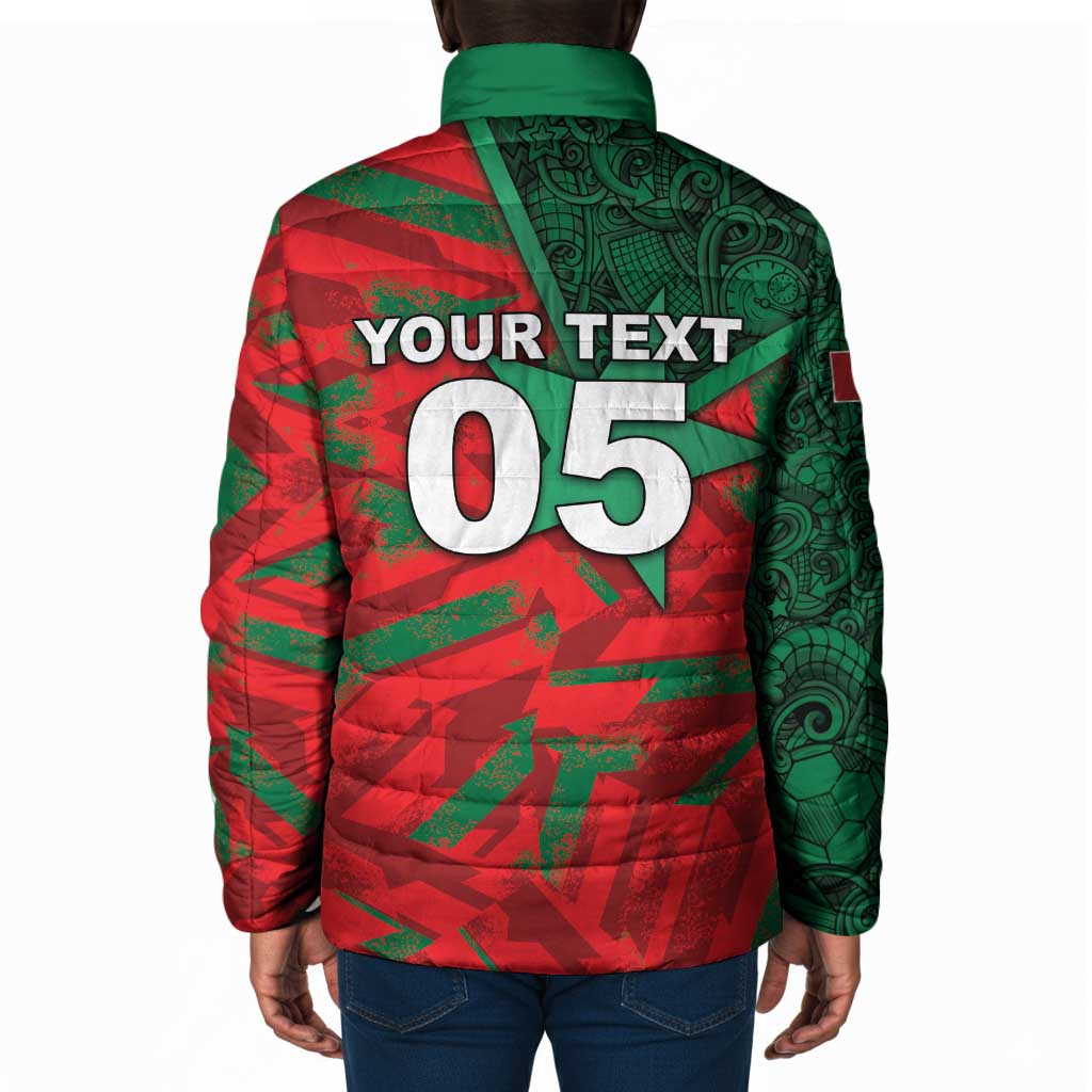 Custom Morocco Football Padded Jacket Pentagram Red Lion African