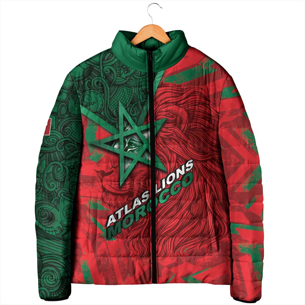 Custom Morocco Football Padded Jacket Pentagram Red Lion African