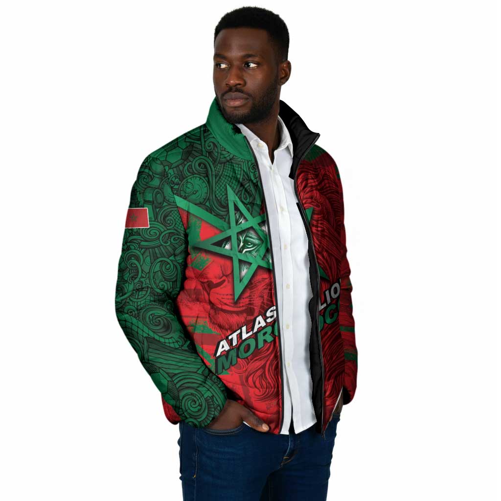Custom Morocco Football Padded Jacket Pentagram Red Lion African