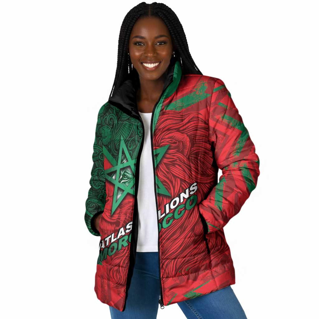 Custom Morocco Football Padded Jacket Pentagram Red Lion African