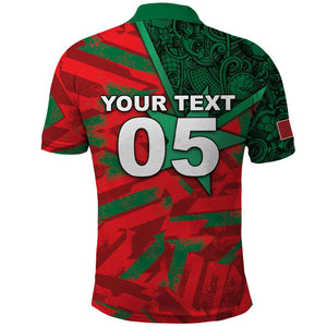 Custom Morocco Football Polo Shirt Pentagram Red Lion African