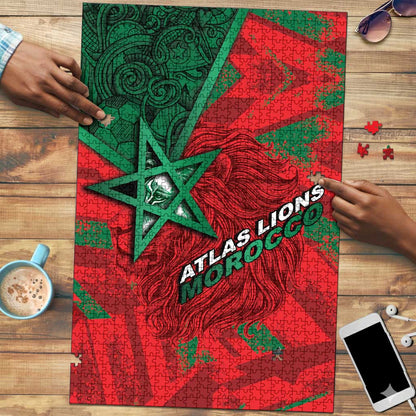 Morocco Football Puzzle Pentagram Red Lion African