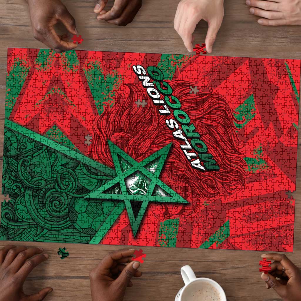 Morocco Football Puzzle Pentagram Red Lion African