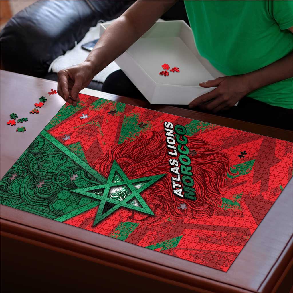 Morocco Football Puzzle Pentagram Red Lion African