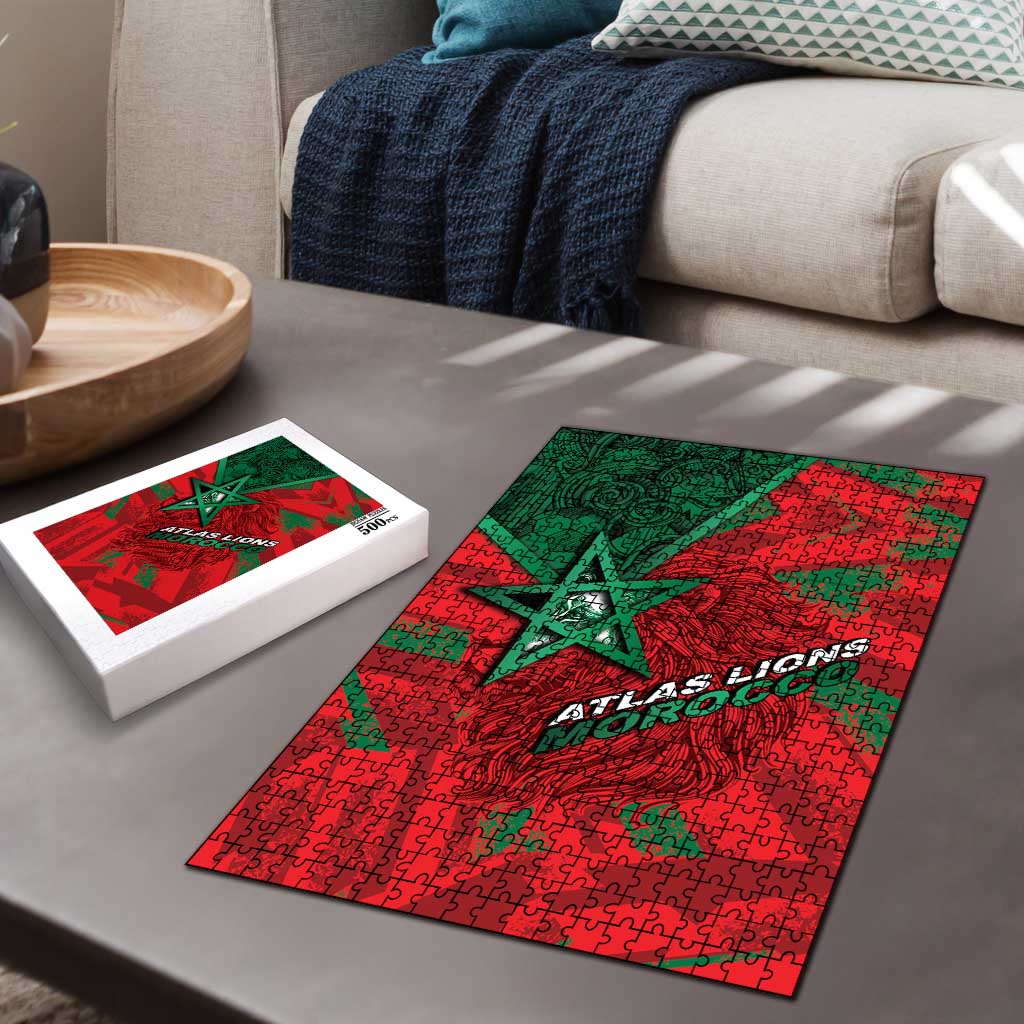 Morocco Football Puzzle Pentagram Red Lion African