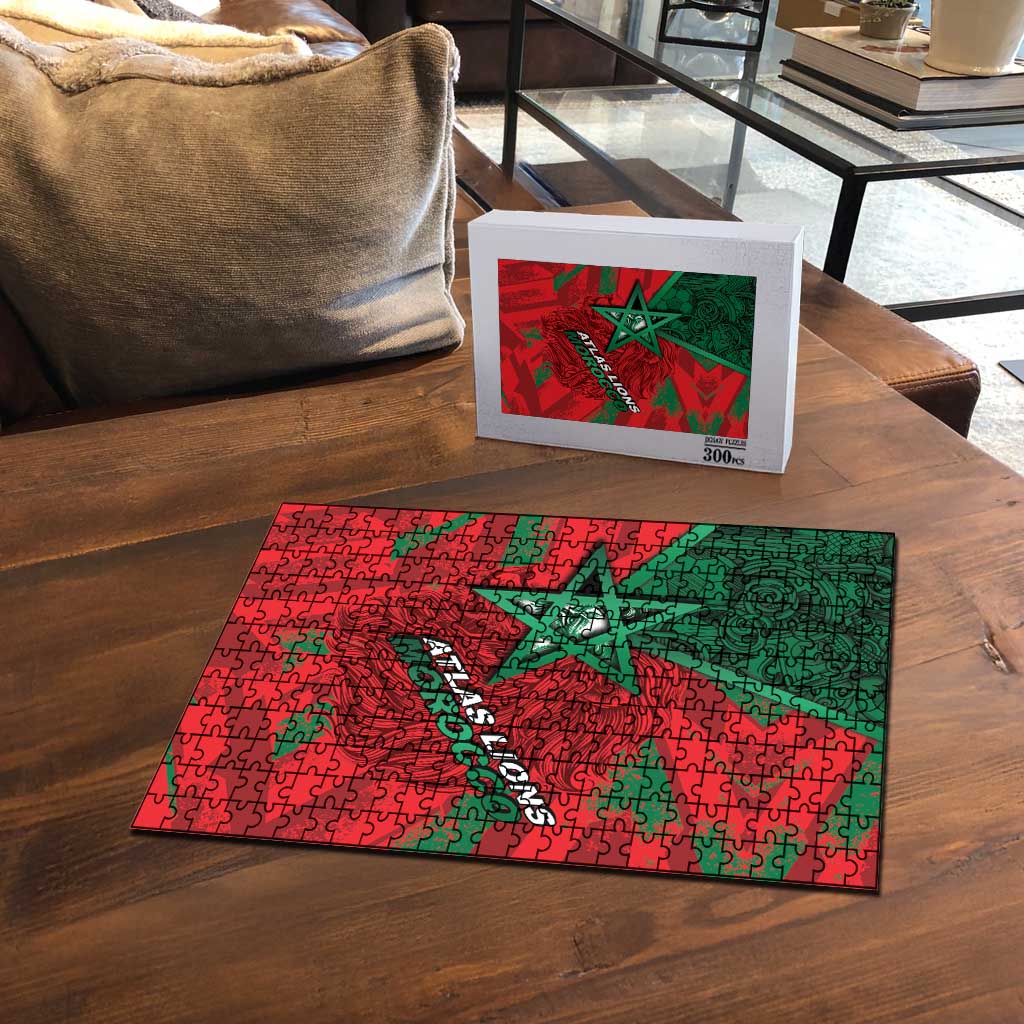 Morocco Football Puzzle Pentagram Red Lion African