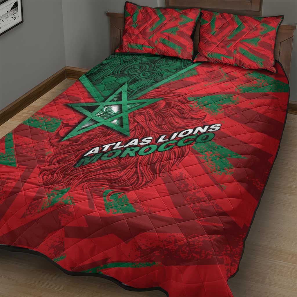 Morocco Football Quilt Bed Set Pentagram Red Lion African